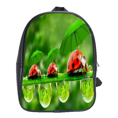 BAG02372 Backpack School Bag Lady Bug With Umbrella At Green Grass Cute Nature Fresh Animal Design.jpg