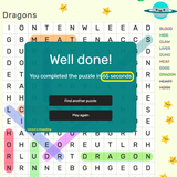 Green Dragon Challenge Easy Word Search Dragons