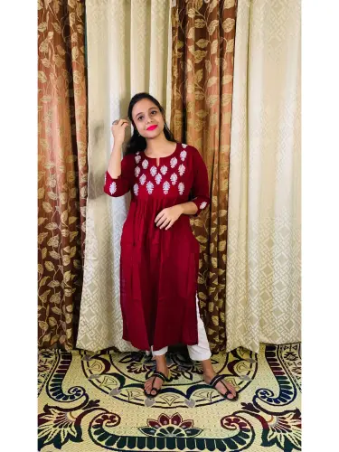 embroidered a-line cotton kurta.webp
