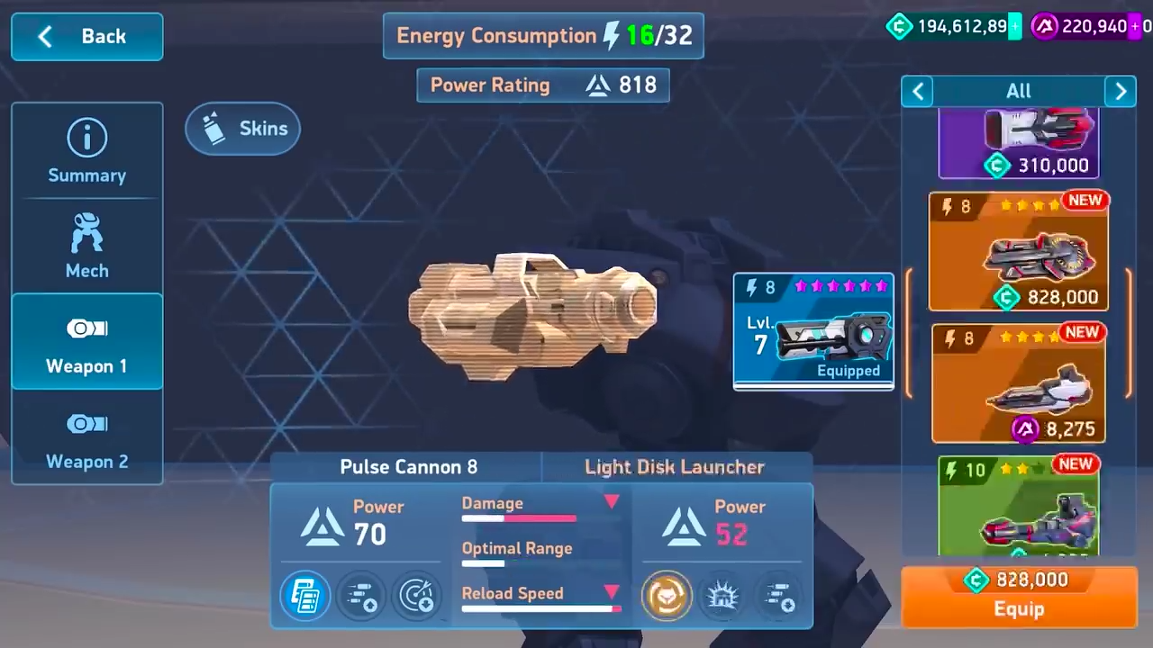 Disc launcher is 828500 credits r/mecharena