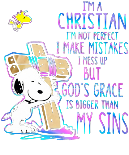 Snoopy I'm A Christian I'm Not Perfect I Make Mistakes Black Tshirt Cotton Size S 6XL USA.png