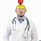 DALL·E 2022 07 28 16.37.49 a doctor with an apple for a head
