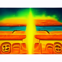 an oilpainting in orange purple yellow of heavenly deities beatific faces afterlife walkways serenit.png