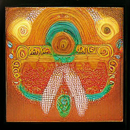 second an oilpainting in orange purple yellow of heavenly deities beatific faces afterlife walkways .png