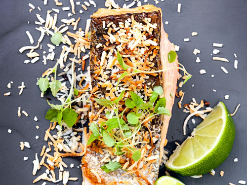 Salmon & Swiss Chard With Crispy Coconut And Turmeric.jpg