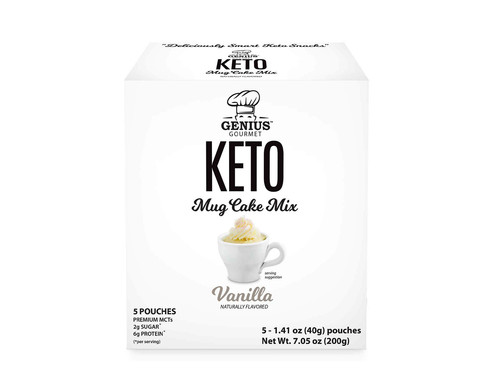 GENIUS GOURMET KETO MUG CAKE MIX VANILLA 5 SACHET PER BOX 0850010013749.jpg
