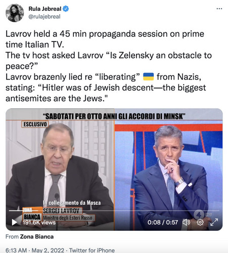 (1) Rula Jebreal on Twitter: %22Lavrov held a 45 min propaganda session on prime time Italian TV. Th.jpg
