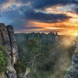 Morning hiking in Elbe Sandstone Mountains near the Bastei, Germany 1080p