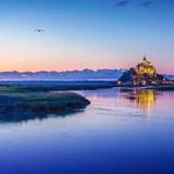 Mont Saint Michel island in twilight at dusk, Normandy, France 1080p