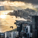 Morning in Hong Kong from Victoria peak, China 1080p