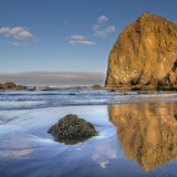 Reflection of Haystack Rock at Cannon Beach, Oregon, USA 1080p