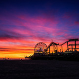 Place of fun, Santa Monica Pier at sunset, City Of Los Angeles, California, USA 1080p