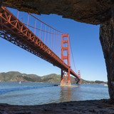 Rocks framing Golden Gate Bridge, San Francisco, California, USA 1080p