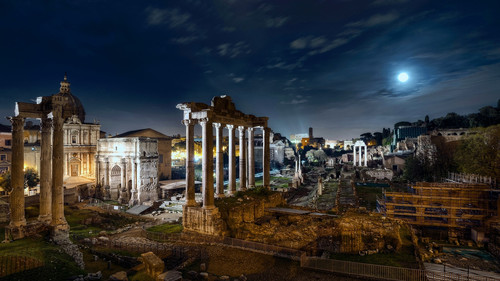 Full Moon over Roman Forum, Rome, Italy 1080p