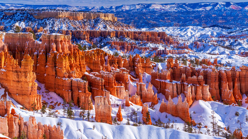 Hoodoos in winter, Bryce Canyon National Park, Utah, USA 1080p