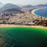 Aerial view of Copacabana Beach and Ipanema beach in Rio de Janeiro, Brazil 1080p