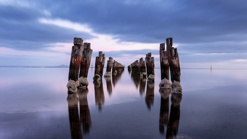 An old pier at Clifton Springs at sunrise, Victoria, Australia 1080p