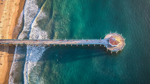 Aerial view on a pier, Laguna Beach, California, USA 1080p