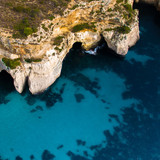 Aerial view of Cala Macarella beach on Menorca island, Balearic islands, Spain 1080p
