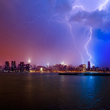 Lightning strike over New York City skyline, USA 1080p