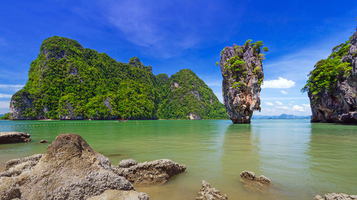 Ko Tapu rock on James Bond Island, Phang Nga Bay, Thailand 1080p