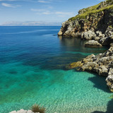 Limestone cove at Zingaro Nature Reserve near Scopello, Sicily, Italy 1080p