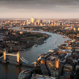 London view of Tower Bridge, River Thames and Canary Wharf, England, UK 1080p