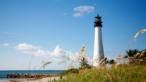 Bill Baggs State Park Lighthouse on beach, Miami, Florida, USA 1080p