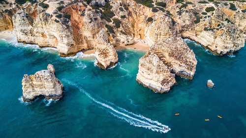 Cliffs and sea stacks of Ponta da Piedade, Lagos, Algarve, Portugal 1080p