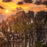 Burning skies sunset at Schrammsteine, Saxon Switzerland, Germany 1080p