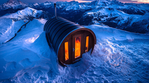 Sauna at Lagazuoi, Dolomites, South Tyrol, Italy 1080p