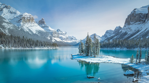 Spirit Island in Maligne Lake, Jasper National Park, Alberta, Canada 1080p.jpg