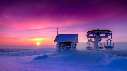 Sunrise at the top of Saariselka hills, Lapland, Finland 1080p