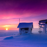 Sunrise at the top of Saariselka hills, Lapland, Finland 1080p