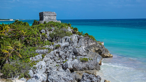 The Tulum ruins in Mayan Riviera, Punta Maroma, Quintana Roo, Mexico 1080p