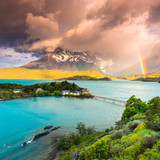 View over lake Pehoe and the Torres del Paine, Patagonia, Chile 1080p