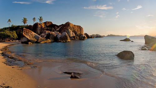Tropical sunset island beach, Virgin Gorda, Caribbean, British Virgin Islands 1080p.jpg