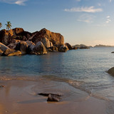 Tropical sunset island beach, Virgin Gorda, Caribbean, British Virgin Islands 1080p