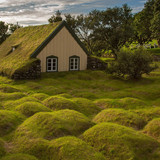 Wood and turf church at Hof, Skaftafell Iceland, Hofskirkja 1080p