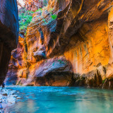 Zion narrow with Virgin River in Zion National Park, Utah, USA 1080p