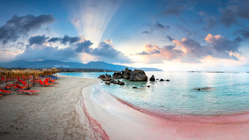 Elafonissi pink beach, Elafonisi lagoon, Crete Island, Greece 1080p