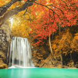 Erawan Waterfall in Kanchanaburi at autumn, Thailand 1080p