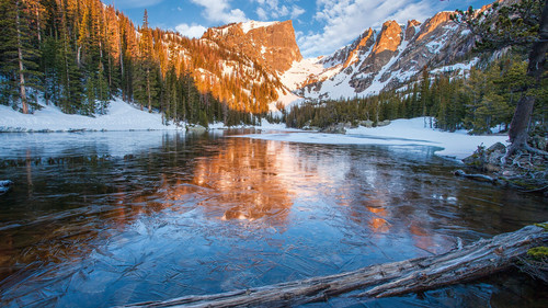 First ice on Dream Lake in Rocky Mountain National Park, Estes Park, Colorado, USA 1080p.jpg