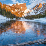 First ice on Dream Lake in Rocky Mountain National Park, Estes Park, Colorado, USA 1080p