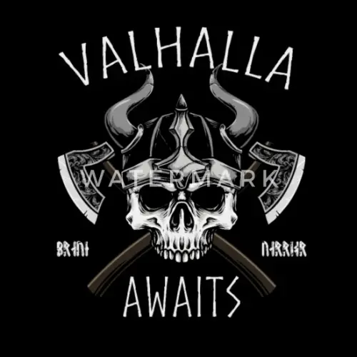 valhalla awaits viking skull womens 5050 t shirt.webp