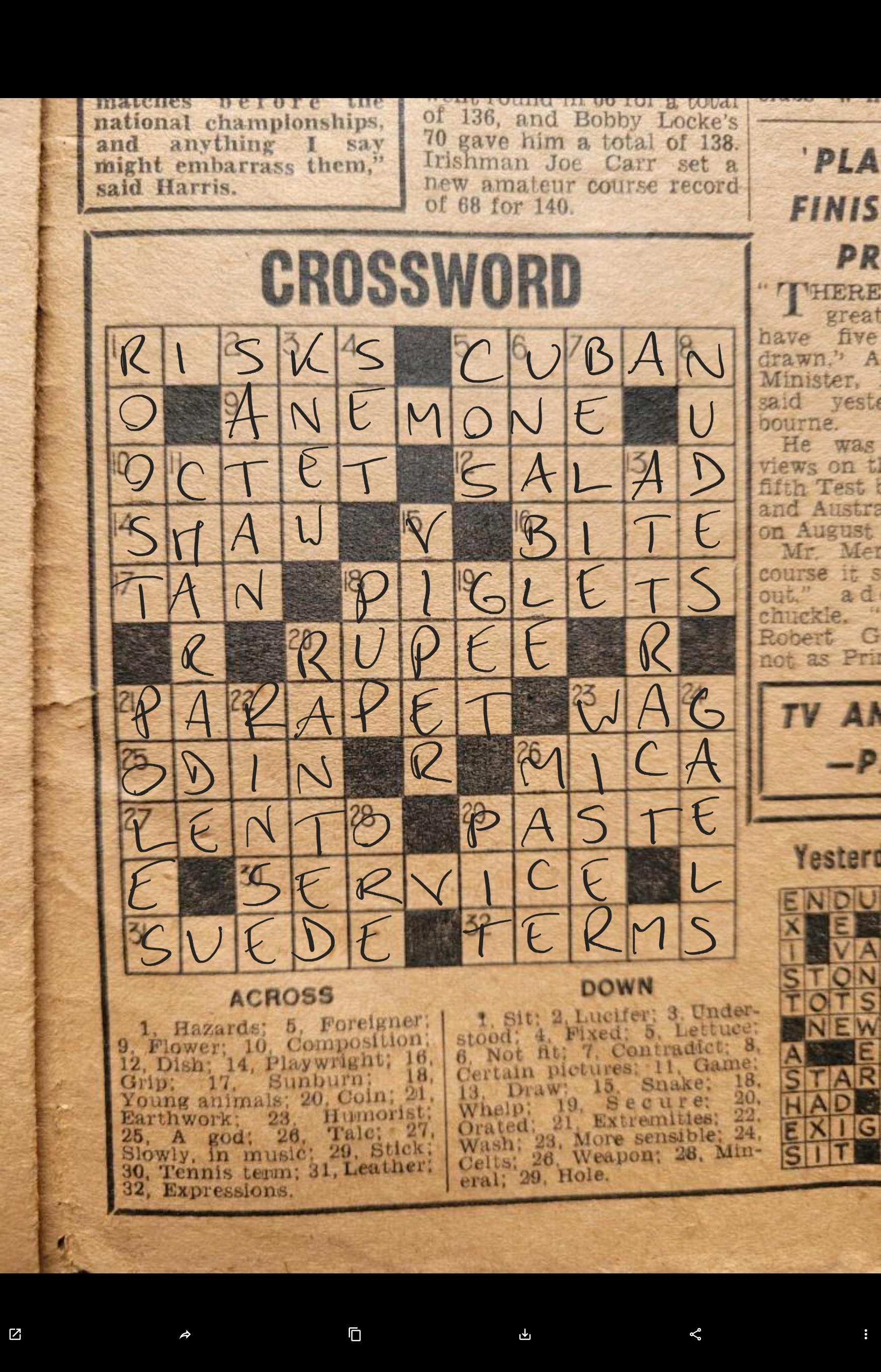 Any crossword fans? Here s the Daily Mirror crossword from July 31
