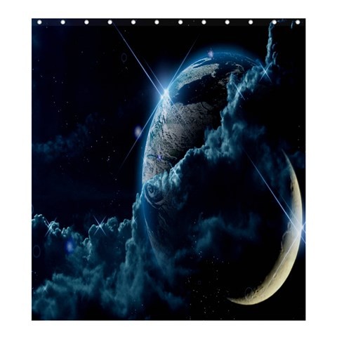 Shower0171 Bath Shower Curtain Beautiful Galaxy Animation Earth Moon In Dark Design Fantasy.jpg