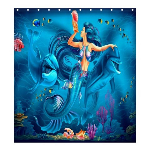 Shower0172 Bath Shower Curtain Beautiful Mermeid Princess With Dolphin Fish Fairy Tale Movie Anime.jpg