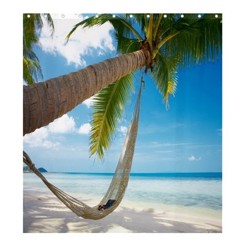 Shower0175 Bath Shower Curtain Beautiful Nature Beach With Swing Blue Ocean For Game Anime Fantasy.jpg