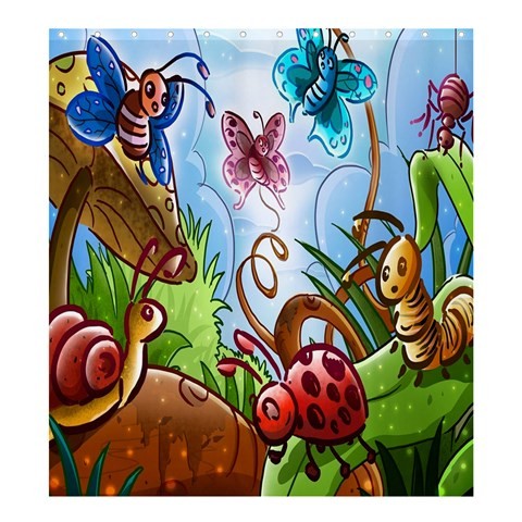 Shower0169 Bath Shower Curtain Beautiful Bug Snail Butterfly Romantic Nature Animal Fantasy Animatio.jpg